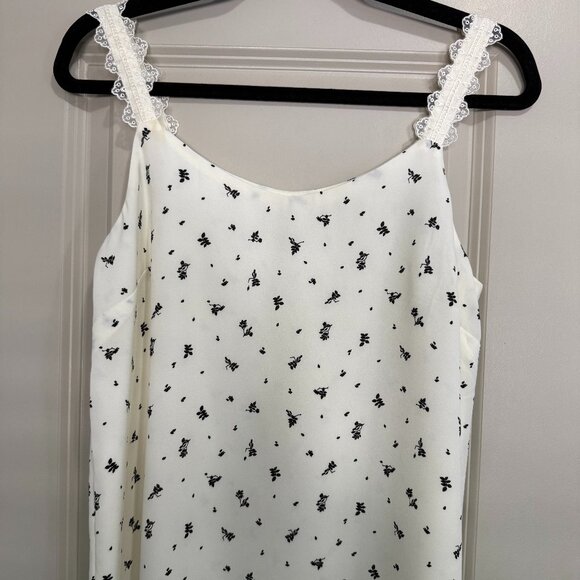Nordstrom Rack XS Lace Leaf Pattern Camisole Black and White Women's Tank Top - Picture 1 of 3